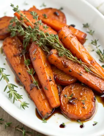 Balsamic Maple Glazed Carrots with Thyme | Maple Glazed Carrots Recipe
