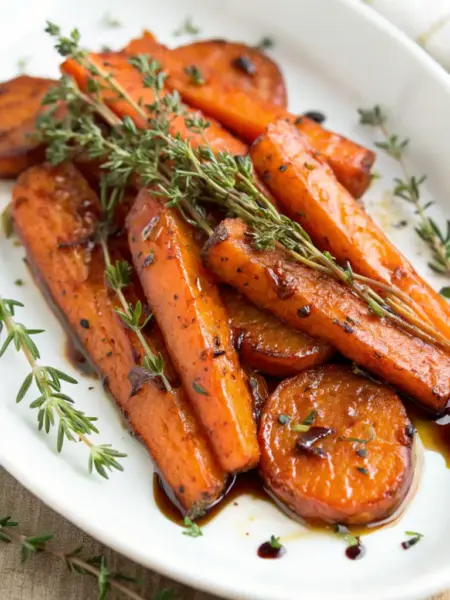 Balsamic Maple Glazed Carrots with Thyme | Maple Glazed Carrots Recipe