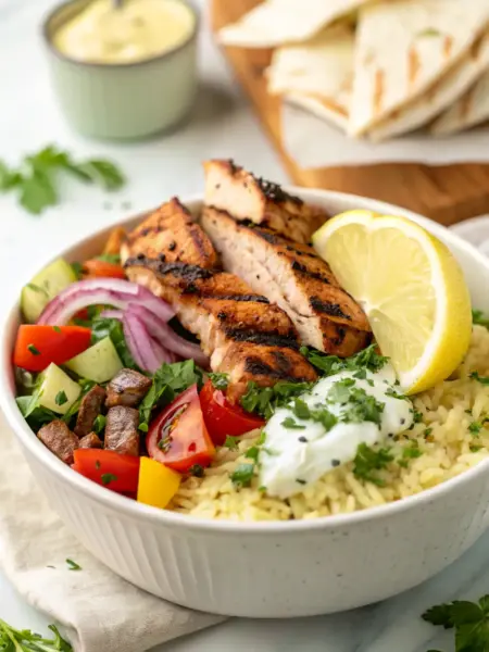 Chicken Shawarma Bowls Recipe | Chicken Shawarma Bowl With Garlic Sauce