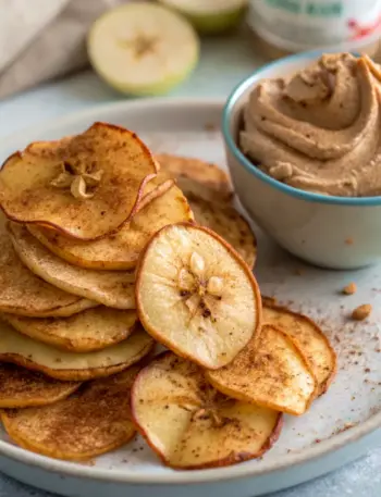 Cinnamon Sugar Baked Apple Chips | Easy Apple Crisps Homemade Cinnamon Sugar Baked Apple Chips with Almond Butter | Easy Apple Crisps