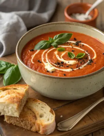 Creamy Tomato Basil Soup with Roasted Red Pepper Creamy Tomato Basil Soup with Roasted Red Pepper