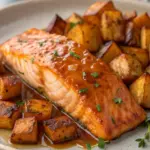 Maple Glazed Salmon with Roasted Sweet Potatoes
