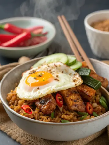 Spicy Indonesian Nasi Goreng with Tempeh Indonesian Nasi Goreng Recipe | Indonesian Food