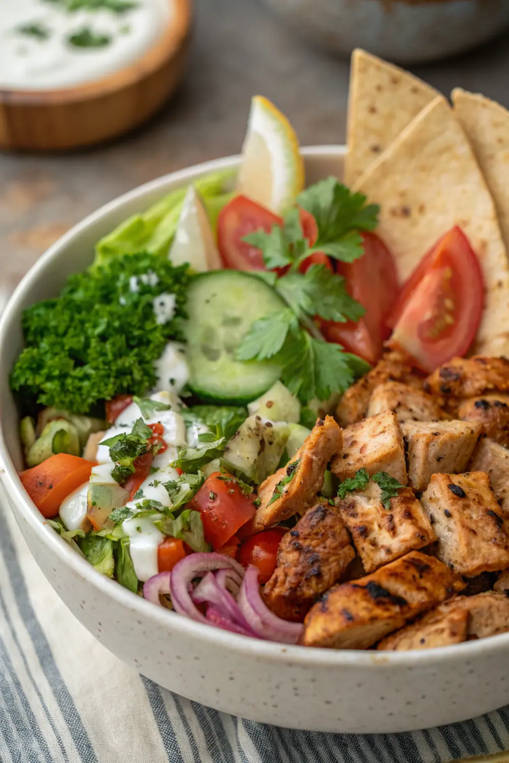 Mediterranean Chicken Shawarma Bowl | Low Carb Meals | High Protein Meals | High Protein Low Carb Meal Plan