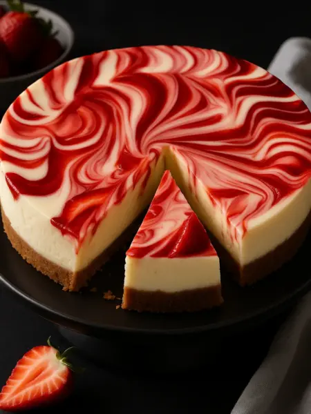 Best Baked Strawberry Swirl Cheesecake Best Baked Strawberry Swirl Cheesecake Recipe | Homemade Strawberry Cheesecake | Strawberry Cheesecake Recipe | Strawberry Cheesecake With Swirl