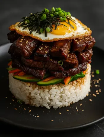 Healthy and Easy Korean BBQ Beef Rice Stack Korean BBQ Beef Rice Stack | Healthy Korean Beef Brisket With Rice | Easy Korean BBQ Recipes