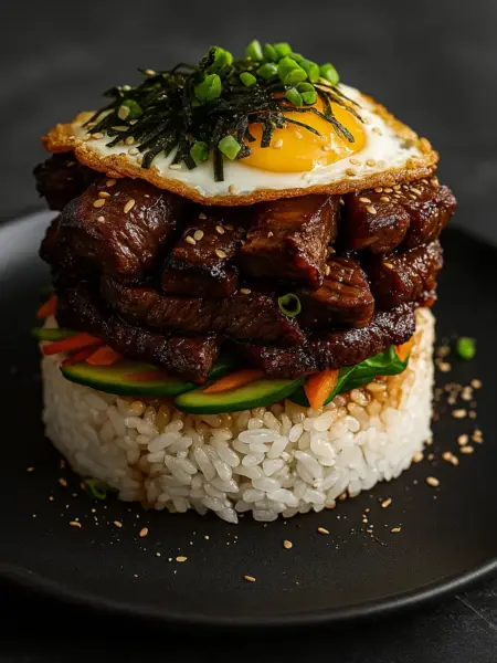 Healthy and Easy Korean BBQ Beef Rice Stack Korean BBQ Beef Rice Stack | Healthy Korean Beef Brisket With Rice | Easy Korean BBQ Recipes