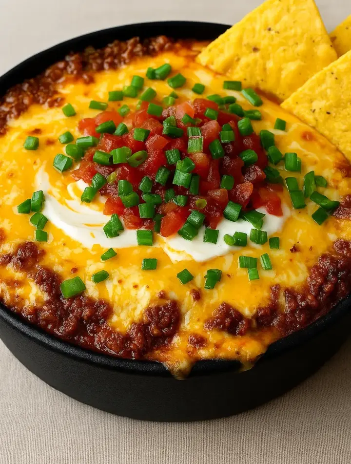 Meaty Texas trash dip made with ground beef, a delicious addition to your 7 day high protein diet plan.