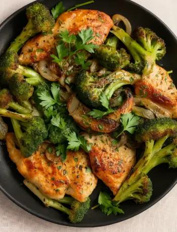 7-Day Low Carb Diet Plan: Free and Easy Meals Plate of grilled chicken breast with broccoli and herbs for a healthy low carb diet plan.