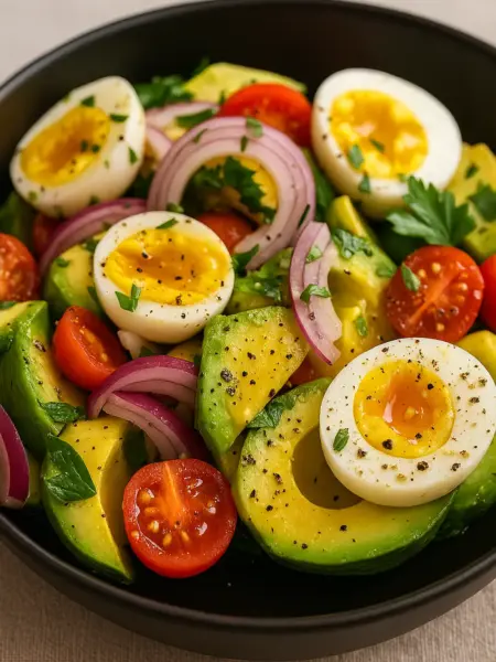 Best Avocado Egg Salad Recipe (No Mayo) Quick and easy avocado egg salad recipe made with ripe avocado, soft-boiled eggs, red onion, and fresh parsley.