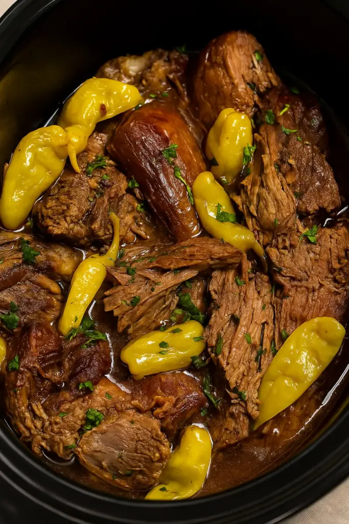 Best Crockpot Mississippi Pot Roast The best Mississippi pot roast featuring tender beef slow-cooked with pepperoncini, butter, and ranch seasoning, perfect for Thanksgiving or Christmas dinner.