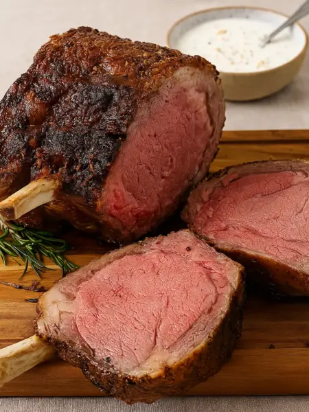 The best prime rib roast recipe features a perfectly golden-brown bone-in prime rib with a crispy crust and rich flavor for special occasions.