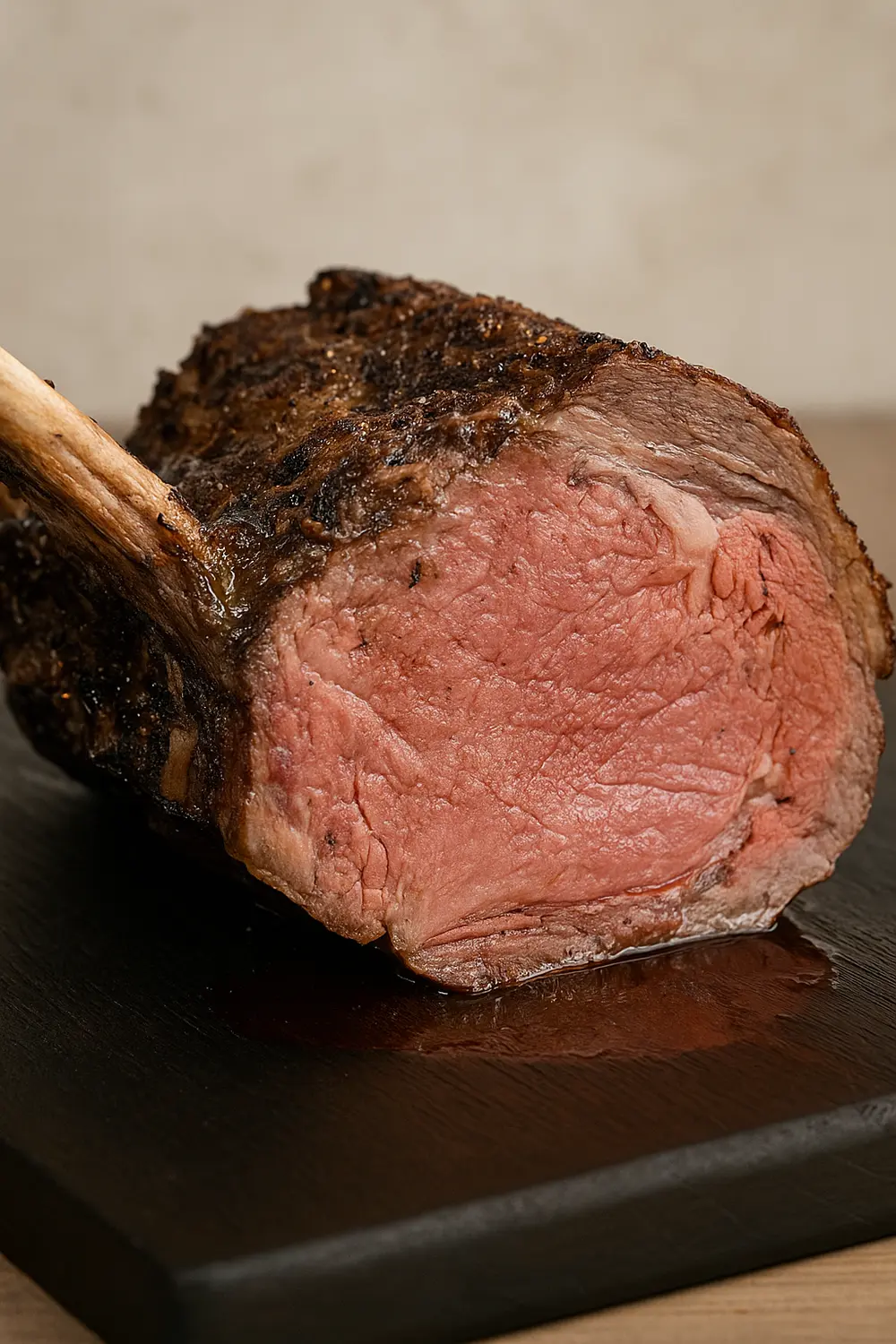 Best Prime Rib Roast Recipe Smoked bone-in prime rib roast with a rich, smoky crust and tender pink center, perfect for festive holidays.