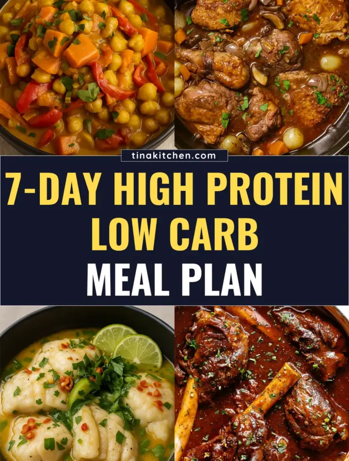 7 Day High Protein Low Carb Meal Plan Healthy 7 day high protein low carb meal plan to support weight loss, boost metabolism, and muscle gain.