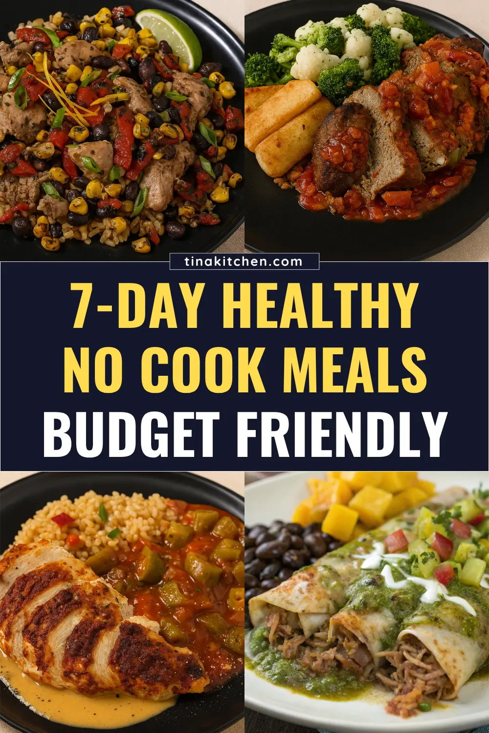 No-cook healthy meal plan for 7 days, featuring quick, budget-friendly meals and meal delivery ideas.