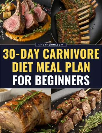 Free 30-day carnivore meal plan featuring high-protein animal based recipes for optimal energy and fat loss.