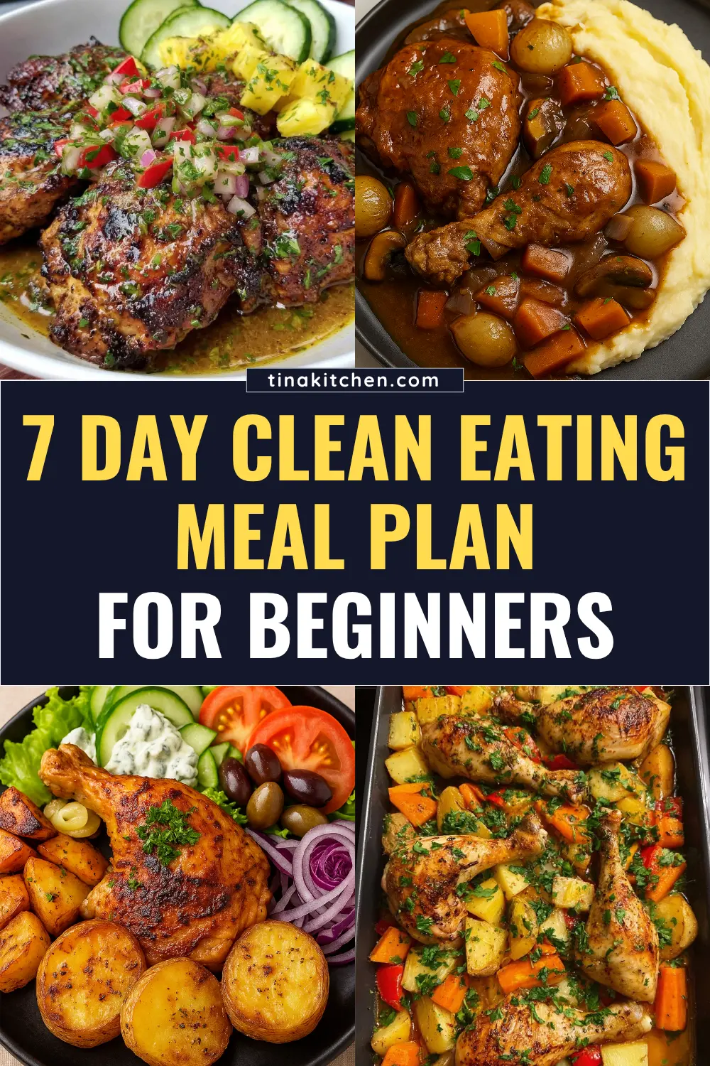 Free clean eating meal plan for beginners featuring whole, unprocessed foods for the entire week.