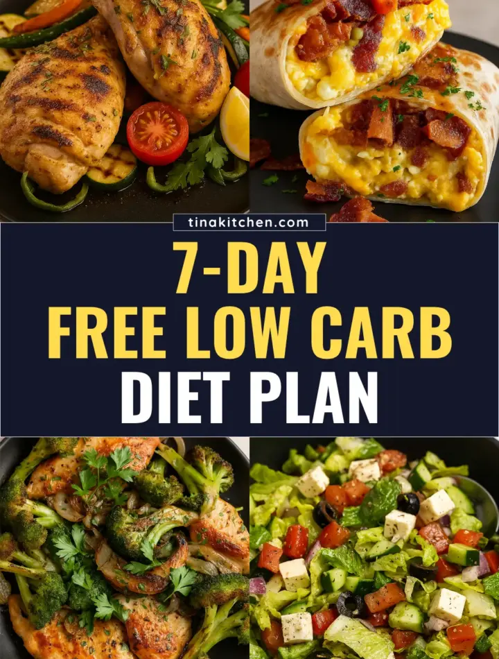 7-Day Low Carb Diet Plan: Free and Easy Meals Free 7-day low carb diet plan featuring easy low carb recipes for healthy weight management and blood sugar control.
