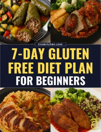 Beginner-friendly 7 day gluten free diet for beginners with simple, healthy meals.