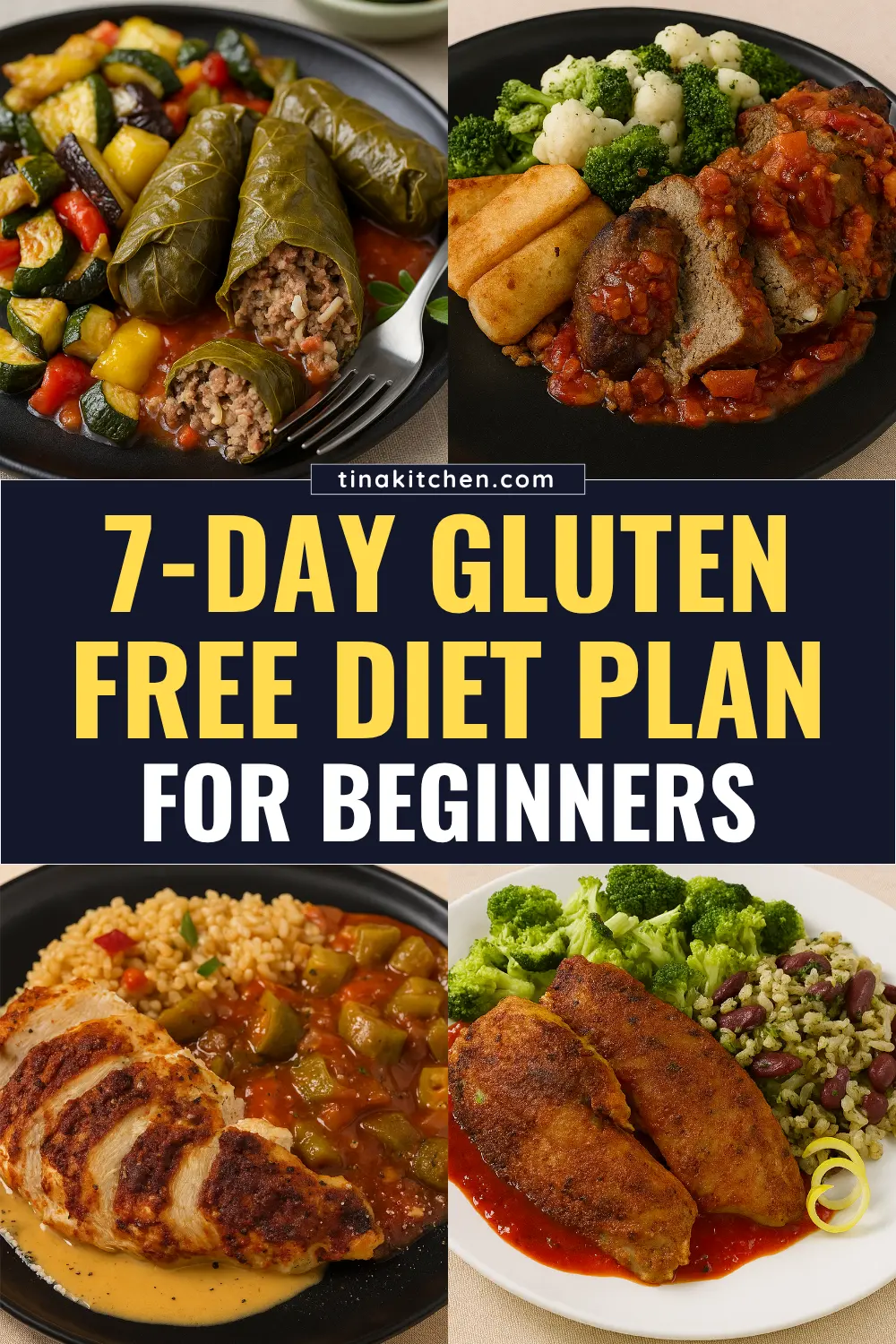 Beginner-friendly 7 day gluten free diet for beginners with simple, healthy meals.