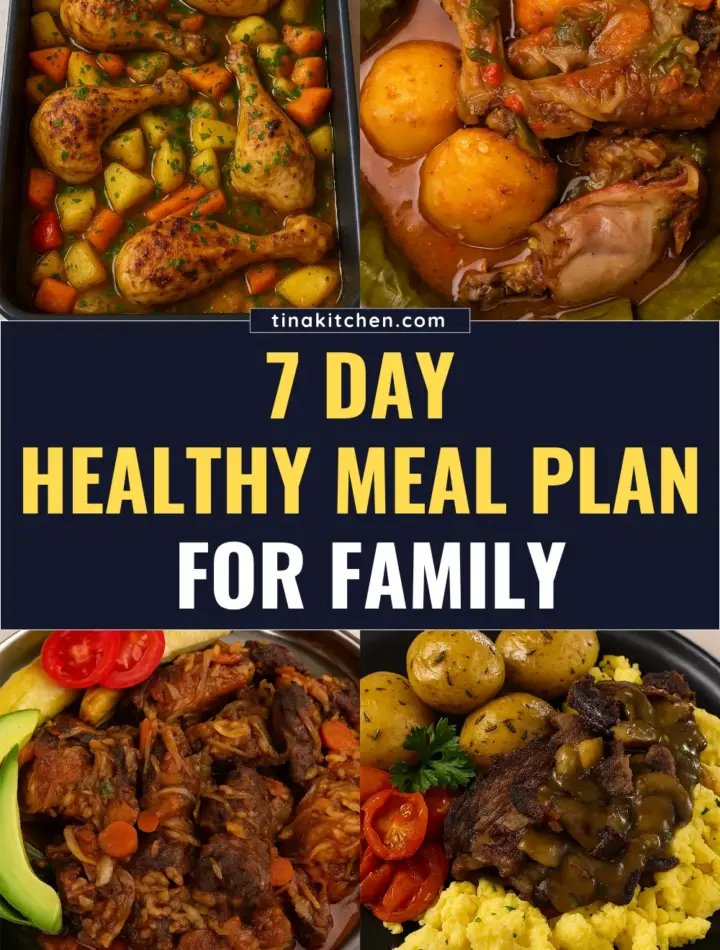7-day healthy meal plan for family features easy healthy meal prep ideas for all ages.