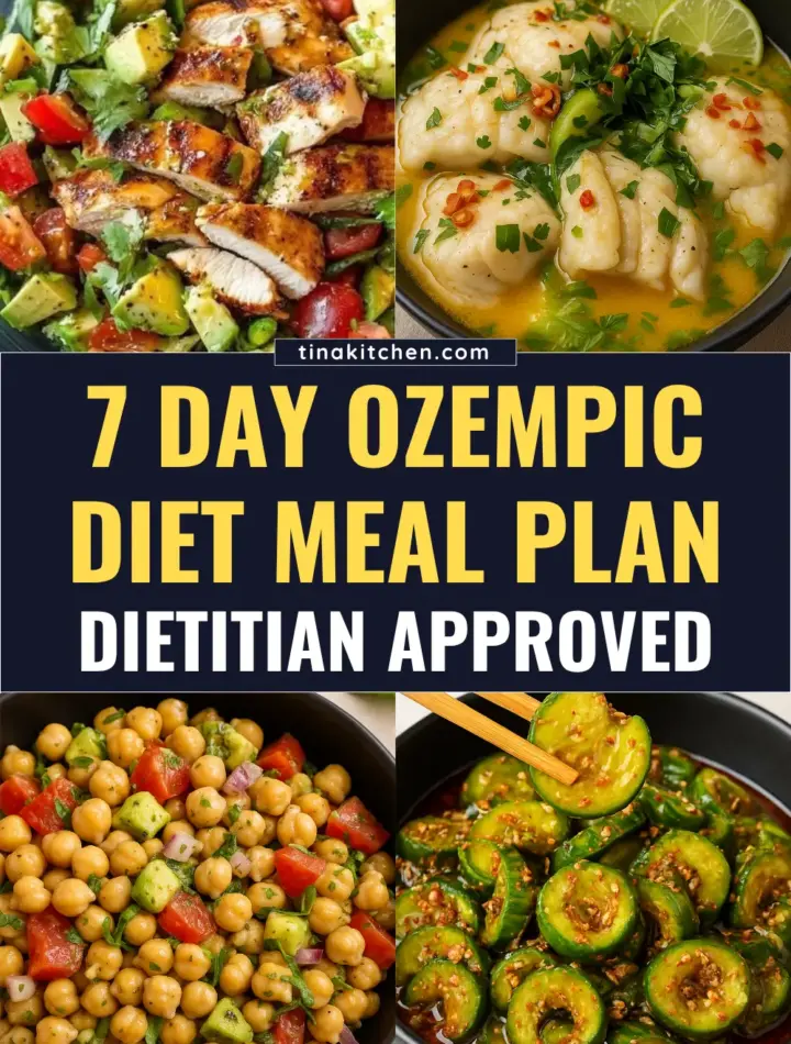 7 Day Ozempic Diet Meal Plan | Dietitian Approved Free 7 day Ozempic diet plan featuring balanced, healthy meals for supporting blood sugar control and weight loss.